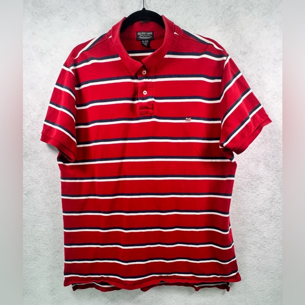 Vintage 90s Polo Jeans Co Shirt Mens 2XL Ralph Lauren‎ RL Flag Red A16